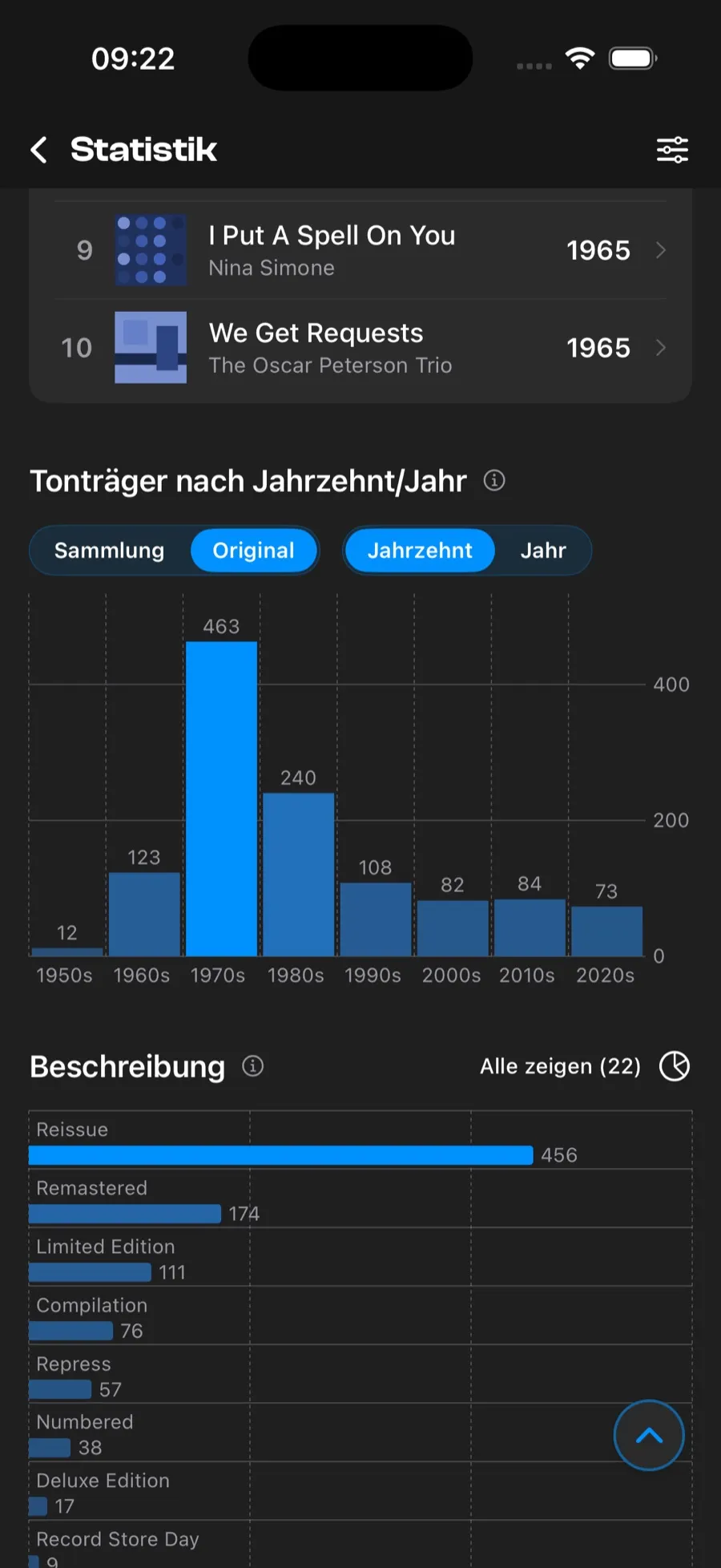 Vinylist – Statistiken deiner Sammlung